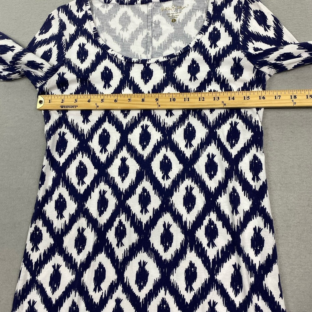 Lilly Pulitzer Beacon Dress Womens Small Blue 3/4 Sleeve Tropical Resort Preppy - Picture 11 of 12